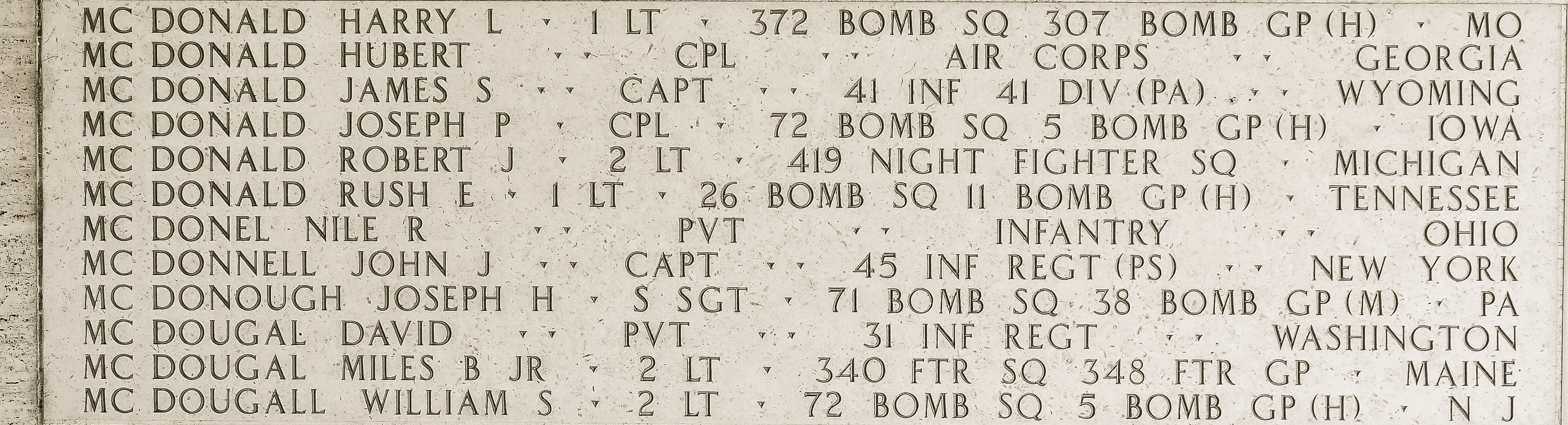 Rush E. McDonald, First Lieutenant